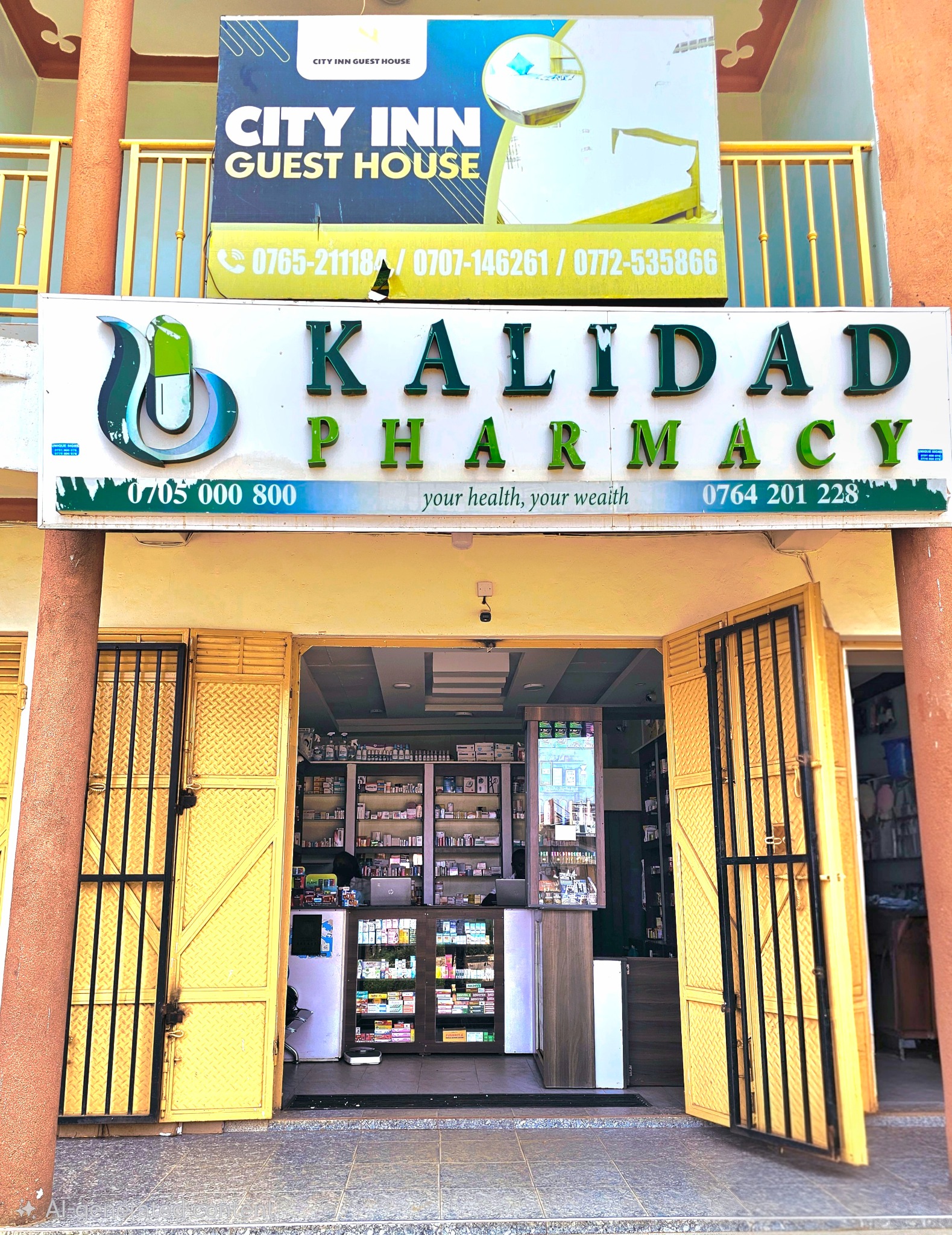 Kalidad Pharmacy Kahungabunyonyi Branch exterior during the day